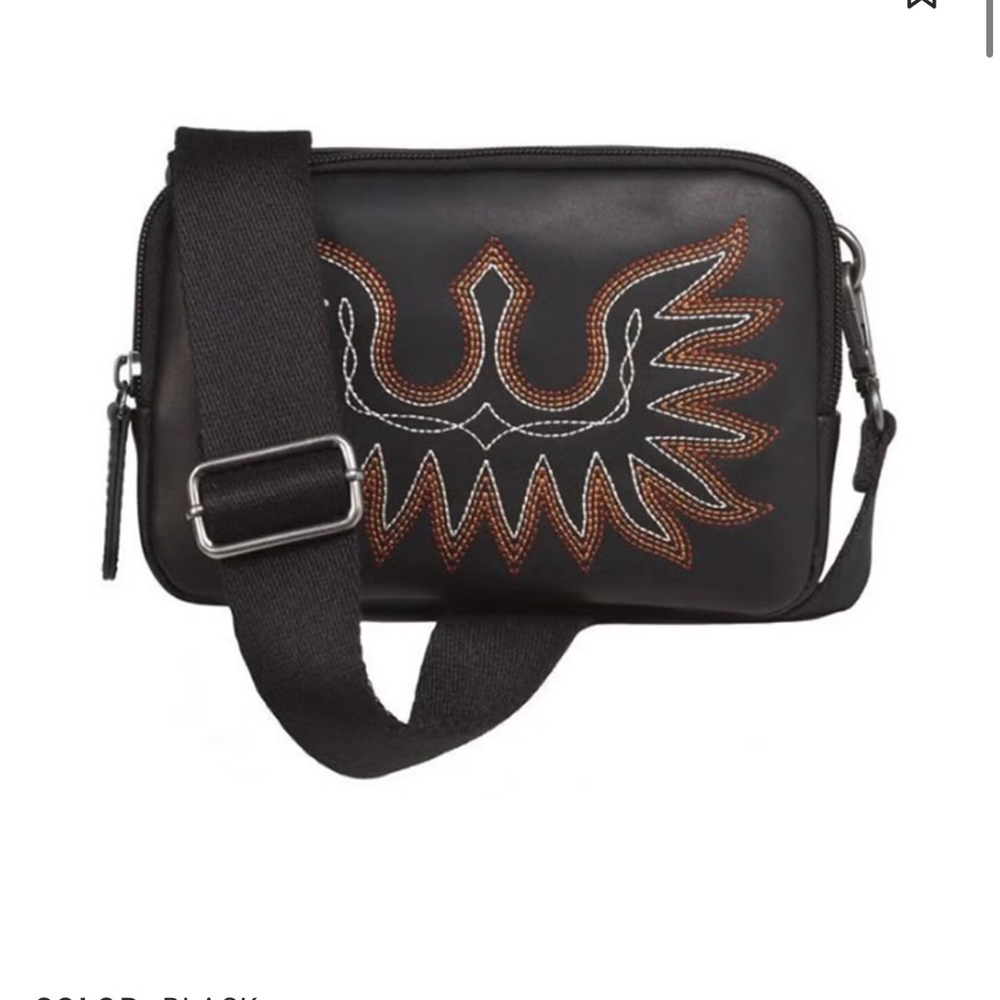 Ariat Black Messenger Bag with Orange & White Embroidery